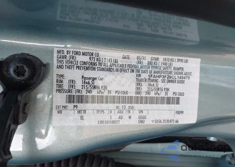 2012 Ford Focus Se from USA, damaged, VIN 1FAHP3F29CL149475